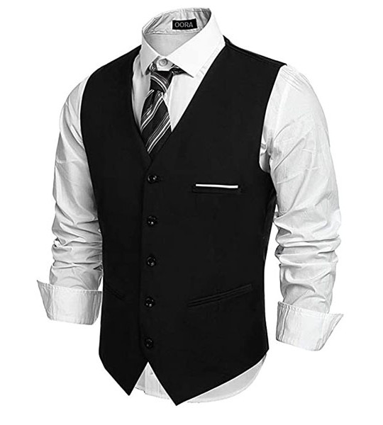 Men Slim Fit Cotton Blend Waistcoat Half Jacket