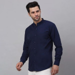 Men Navy Blue Casual Shirt