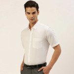 Men White Cotton Casual Shirt