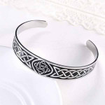 Dara Celtic Knot Bracelet - Viking Bracelet with Vintage Totem - Stainless Steel Nordic Bangle Adjustable