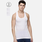 Pack of 3 Men White Solid Pure Cotton Innerwear Vest