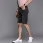 Men Black Slim Fit Distressed Denim Shorts