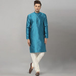 Men Turquoise Blue Kurta