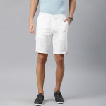 Men White Solid Slim Fit Regular Shorts