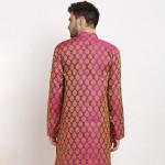 Men Pink Woven Design Kurtas