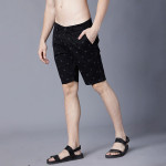 Men Black Printed Slim Fit Regular Shorts