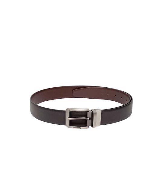 Men Black & Brown Solid Reversible Leather Belt