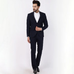 Men Blue Solid Single-Breasted Suits